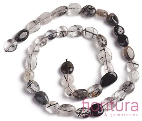 KAMIEŃ NATURALNY KWARC Z RUTYLEM/KWARC TURMALINOWY BRYŁKA NIEREGULARNA 10-15x7,5-11,5x7,5-12,5MM