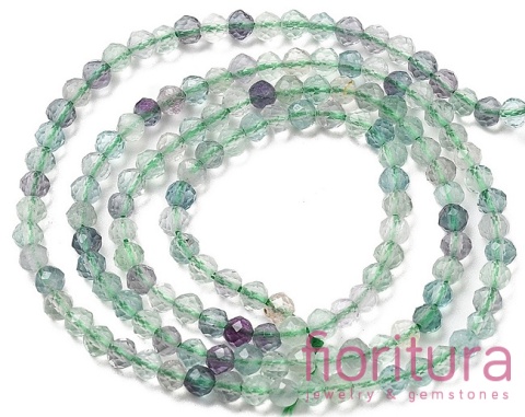 KAMIEŃ NATURALNY FLUORYT KULA FASETOWANA 3MM SZNUR