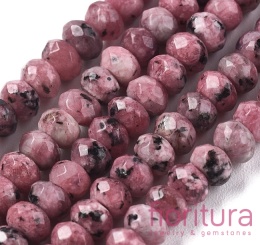 KAMIEŃ NATURALNY JADEIT MALEZYJSKI  PALE VIOLET RED OPONKA FASETOWANA 4x2-3MM SZNUR