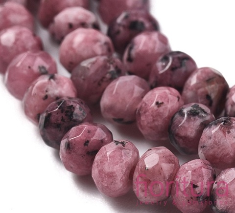 KAMIEŃ NATURALNY JADEIT MALEZYJSKI  PALE VIOLET RED OPONKA FASETOWANA 4x2-3MM SZNUR