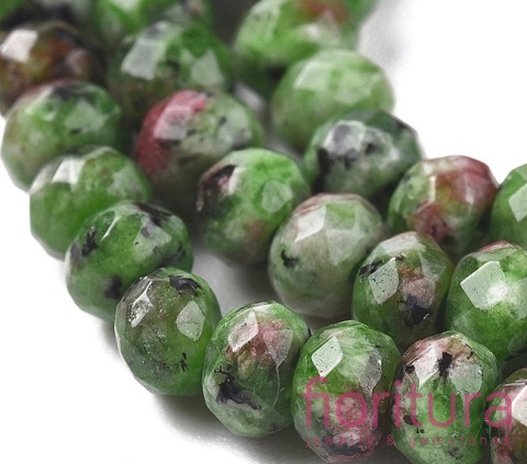 KAMIEŃ NATURALNY JADEIT MALEZYJSKI LIME GREEN OPONKA FASETOWANA 4x2-3MM SZNUR