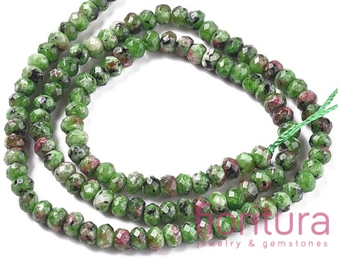 KAMIEŃ NATURALNY JADEIT MALEZYJSKI LIME GREEN OPONKA FASETOWANA 4x2-3MM SZNUR