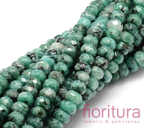 KAMIEŃ NATURALNY JADEIT MALEZYJSKI CADET BLUE OPONKA FASETOWANA 4x2-3MM SZNUR