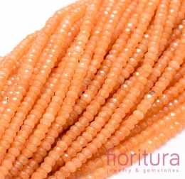 KAMIEŃ NATURALNY JADEIT MALEZYJSKI DARK ORANGE OPONKA FASETOWANA 4x2-3MM SZNUR