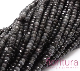 KAMIEŃ NATURALNY JADEIT MALEZYJSKI GRAY OPONKA FASETOWANA 4x2-3MM SZNUR