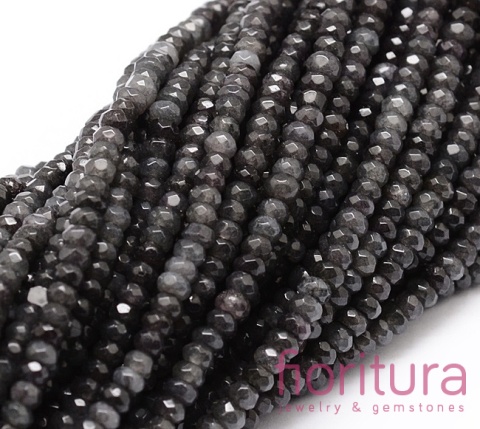 KAMIEŃ NATURALNY JADEIT MALEZYJSKI GRAY OPONKA FASETOWANA 4x2-3MM SZNUR