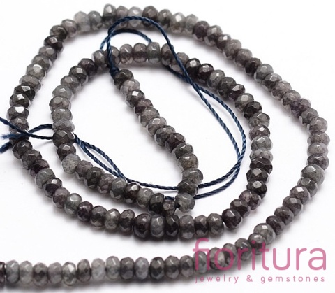 KAMIEŃ NATURALNY JADEIT MALEZYJSKI GRAY OPONKA FASETOWANA 4x2-3MM SZNUR