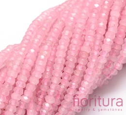 KAMIEŃ NATURALNY JADEIT MALEZYJSKI PEARL PINK OPONKA FASETOWANA 4x2-3MM SZNUR