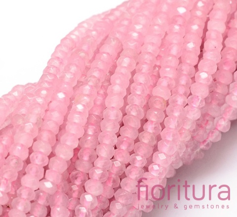 KAMIEŃ NATURALNY JADEIT MALEZYJSKI PEARL PINK OPONKA FASETOWANA 4x2-3MM SZNUR