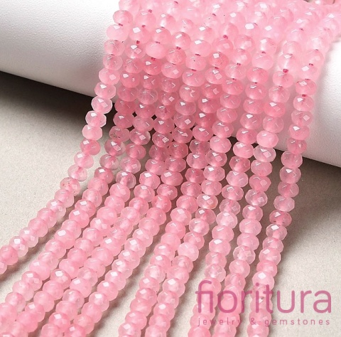 KAMIEŃ NATURALNY JADEIT MALEZYJSKI PEARL PINK OPONKA FASETOWANA 4x2-3MM SZNUR