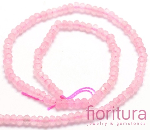 KAMIEŃ NATURALNY JADEIT MALEZYJSKI PEARL PINK OPONKA FASETOWANA 4x2-3MM SZNUR