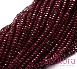 KAMIEŃ NATURALNY JADEIT MALEZYJSKI DARK RED OPONKA FASETOWANA 4x2-3MM SZNUR