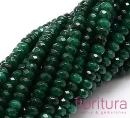 KAMIEŃ NATURALNY JADEIT MALEZYJSKI DARK GREEN OPONKA FASETOWANA 4x2-3MM SZNUR