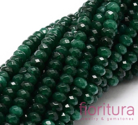 KAMIEŃ NATURALNY JADEIT MALEZYJSKI DARK GREEN OPONKA FASETOWANA 4x2-3MM SZNUR