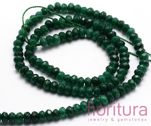 KAMIEŃ NATURALNY JADEIT MALEZYJSKI DARK GREEN OPONKA FASETOWANA 4x2-3MM SZNUR