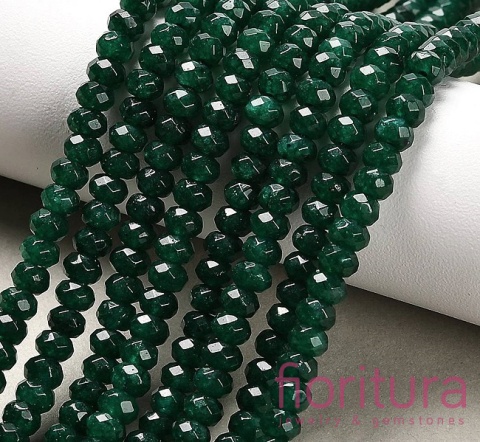 KAMIEŃ NATURALNY JADEIT MALEZYJSKI DARK GREEN OPONKA FASETOWANA 4x2-3MM SZNUR