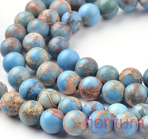 KAMIEŃ NATURALNY JASPIS CESARSKI CORNFLOWER BLUE KULA .8MM SZNUR
