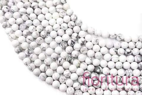 KAMIEŃ NATURALNY HOWLIT BIAŁY KULA 12MM SZNUR