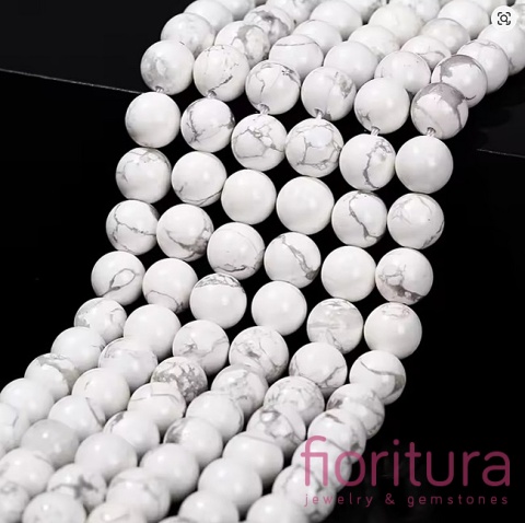 KAMIEŃ NATURALNY HOWLIT BIAŁY KULA 12MM SZNUR