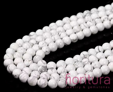 KAMIEŃ NATURALNY HOWLIT BIAŁY KULA 12MM SZNUR