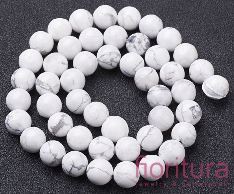 KAMIEŃ NATURALNY HOWLIT BIAŁY KULA 12MM SZNUR