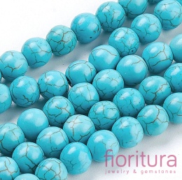 KAMIEŃ SYNTETYCZNY TURKUS DEEP SKY BLUE KULA 10MM SZNUR