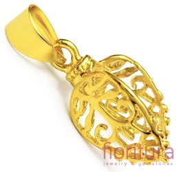 KRAWATKA AŻUROWA ZACISKANA LIŚĆ 18x8x10MM KOLOR ZŁOTY