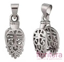 KRAWATKA AŻUROWA ZACISKANA LIŚĆ 18x8x10MM KOLOR STARE SREBRO