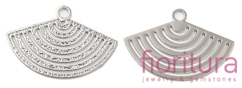 PODSTAWA KOLCZYKA, ŁĄCZNIK, ZAWIESZKA FILIGRANOWA WACHLARZ 11,5x17x0,3MM KOLOR SREBRNY