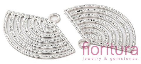 PODSTAWA KOLCZYKA, ŁĄCZNIK, ZAWIESZKA FILIGRANOWA WACHLARZ 11,5x17x0,3MM KOLOR SREBRNY