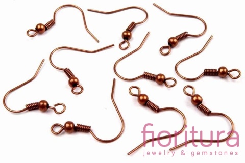 BIGLE OTWARTE Z KULKĄ I SPRĘŻYNKĄ 17-19x0,8MM KOLOR MIEDZIANY